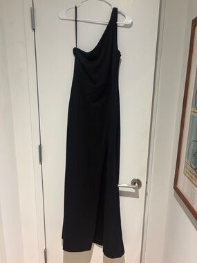 Anthropologie BHLDN Hallie One-Shoulder Stretch Crepe Maxi Gown